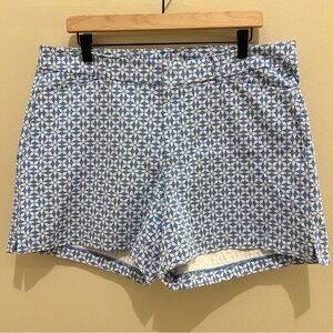 Old Navy High Rise Pixie‎ Blue & White Geometric Print Women's Shorts Size 16